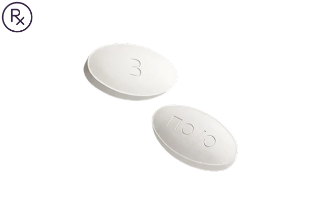 Two white oval prescription tablets with imprint codes, one showing 'B' and the other '1100'.